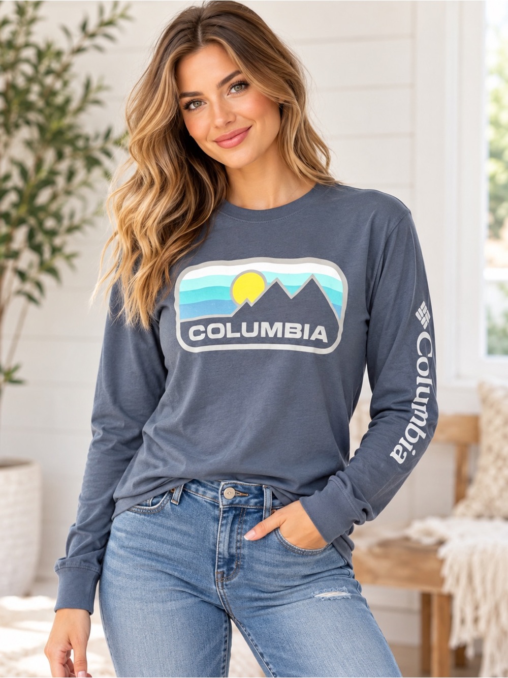 Columbia Long Sleeve Graphic Tee Shirt Size Small #G189